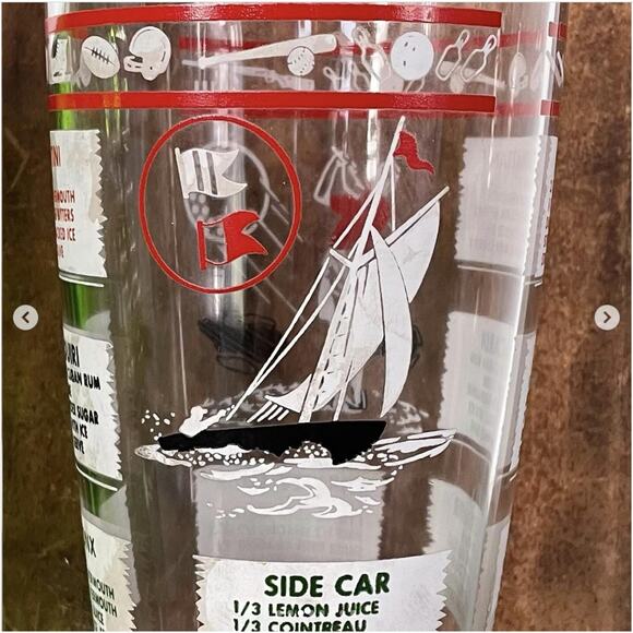 Vintage Hazel Atlas Glass Cocktail Shaker Sailing Golfing Father’s Day NO LID - Picture 3 of 8